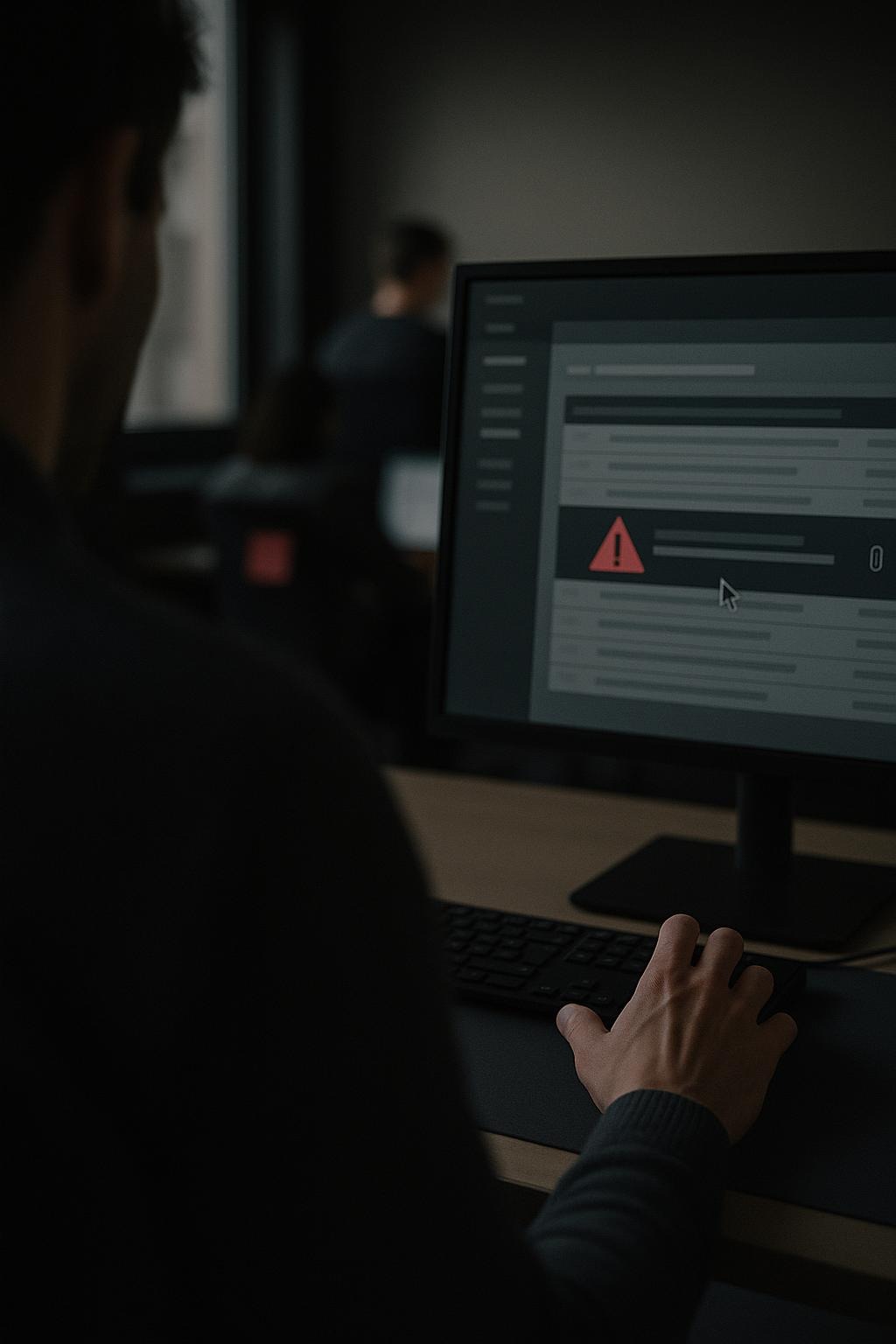 Un collaborateur hésite à ouvrir un e-mail signalé comme suspect